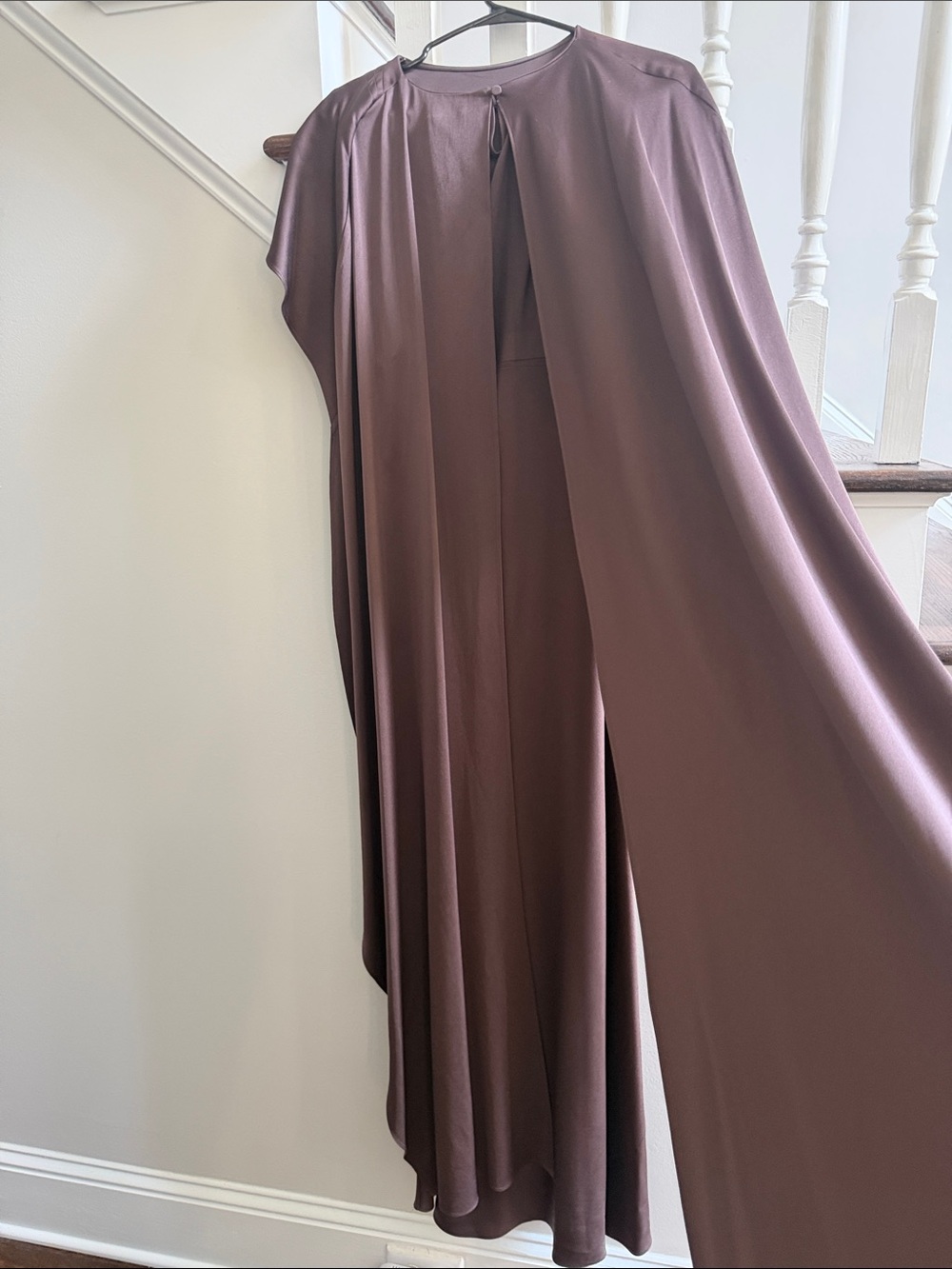 Women’s Draped Satin Maxi Dress in Plum - Picture 4 of 6